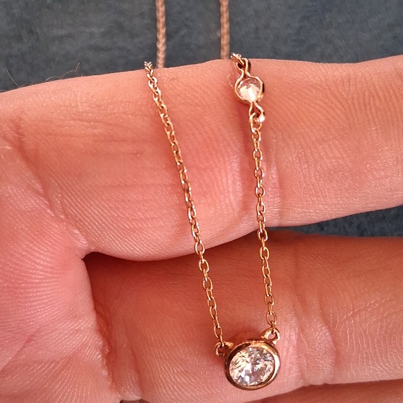 Silpada Rose Gold Over 925 Necklace with Crystal Pendant 16 In L - Picture 5 of 5